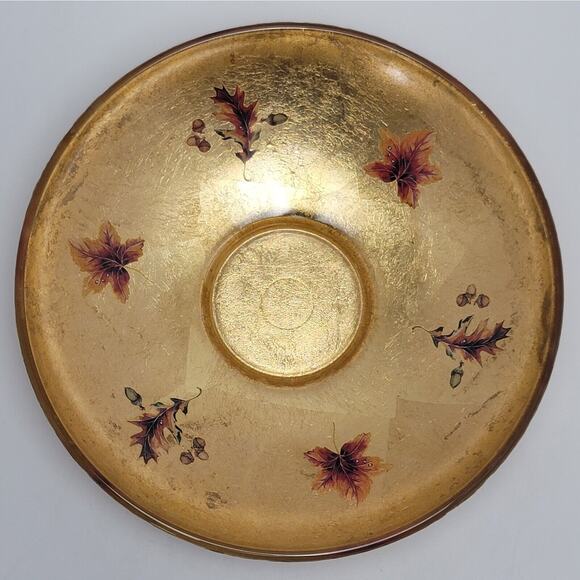 Glass Gold Leaf Bowl Crinkle Foil Decorative Fall Leaves Plate Fall Season - Picture 11 of 12